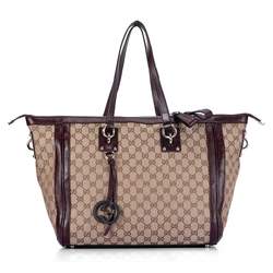 1:1 Gucci 247280 Gucci Charm Large Top Bags-Coffee Fabric - Click Image to Close